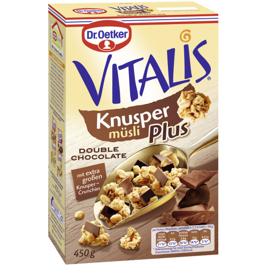 Dr.Oetker Vitalis Knusper Plus Double Chocolate 450G