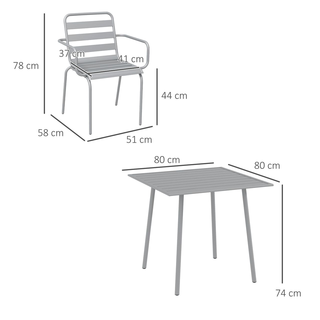 Outsunny 5 tlg. Sitzgruppe Gartenmöbel-Set Sitzgarnitur mit 1 Esstisch 4 Stühlen