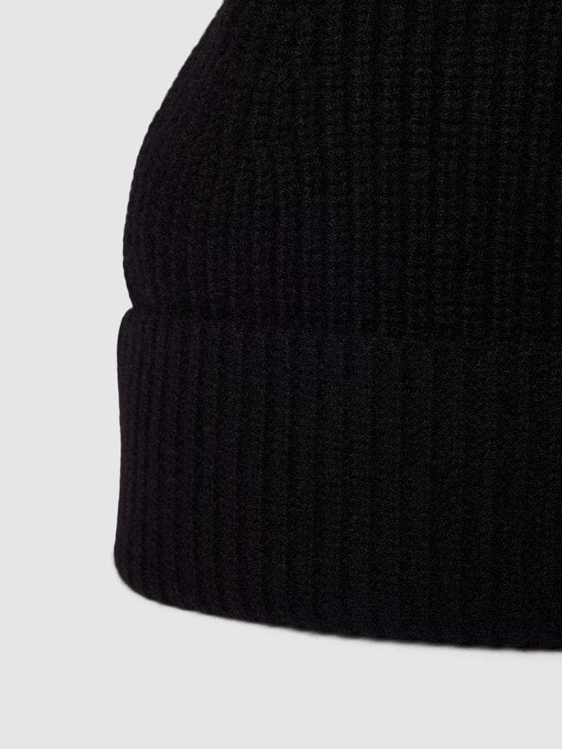 Beanie aus reinem Kaschmir mit breitem Umschlag in schwarz