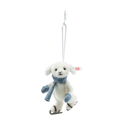 Hase Schlittschuhläufer Ornament, 12 cm, weiß