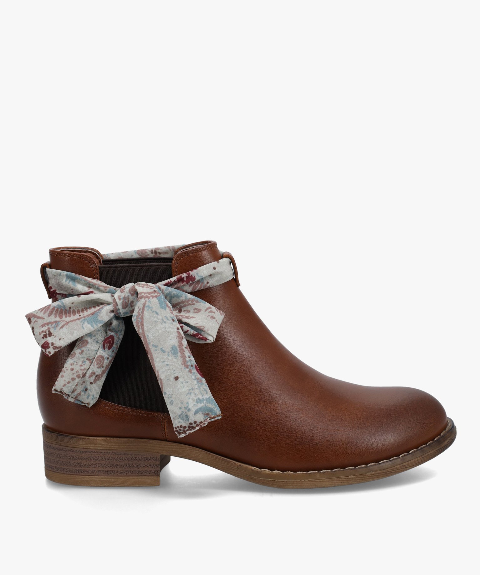 Boots femme style Chelsea unies à bride foulard marron | GEMO