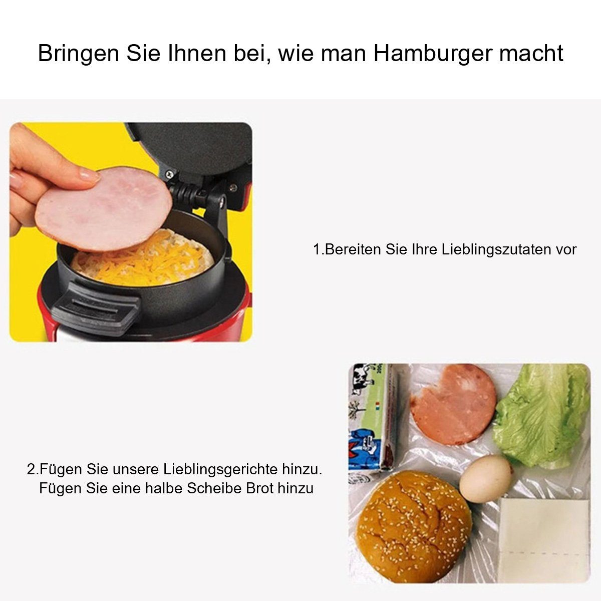 Yoyaxi 3-in-1-Sandwichmaker Hamburgermaschine - Sandwichmaschine, 3-in-1 Frühstücksmaschine, Omelette-Toaster