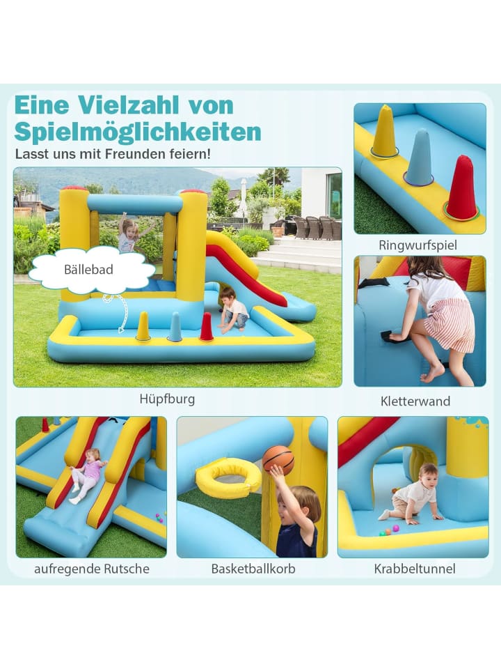 COSTWAY Hüpfburg mit Rutsche 394 x 389 x 194 cm in Bunt günstig kaufen onesize