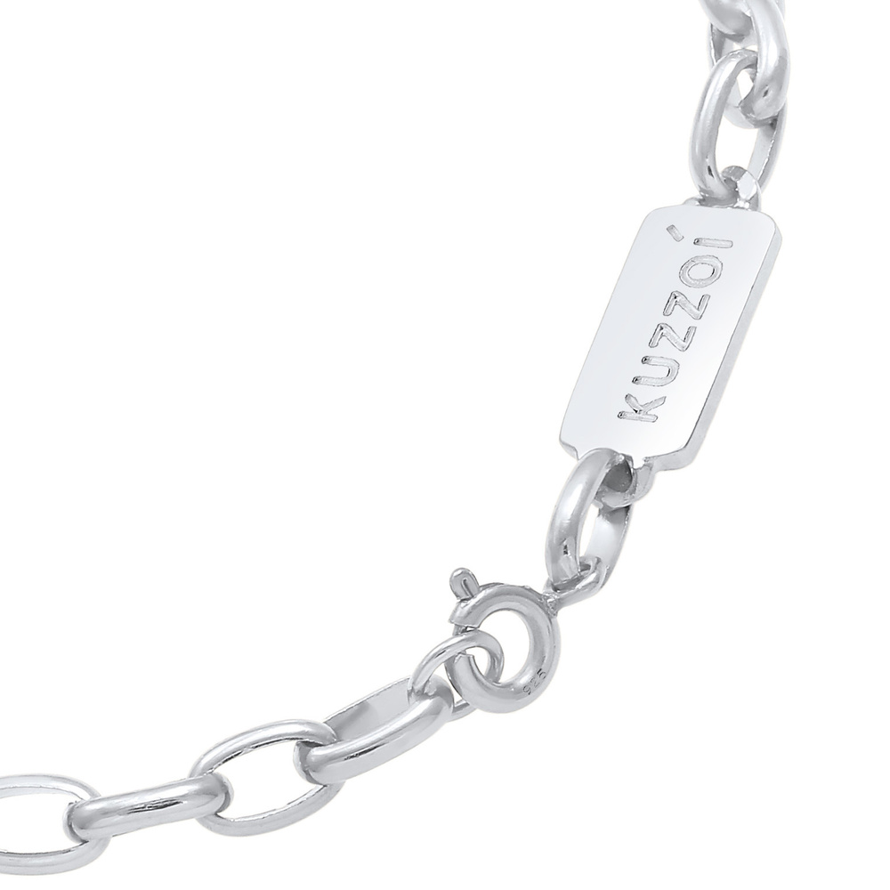 KUZZOI KUZZOI Bracelet Chaîne maille forçat ovale solide de base en 925/1000 argent mass Bracelet