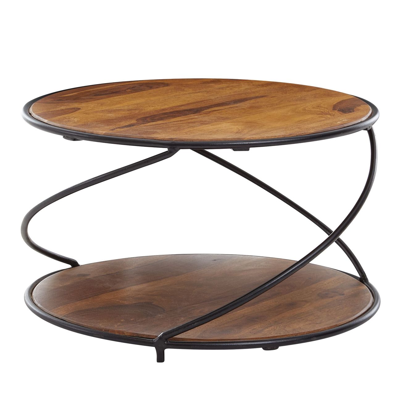 Wohnling Couchtisch 58x58x35 cm Sheesham Massivholz / Metall