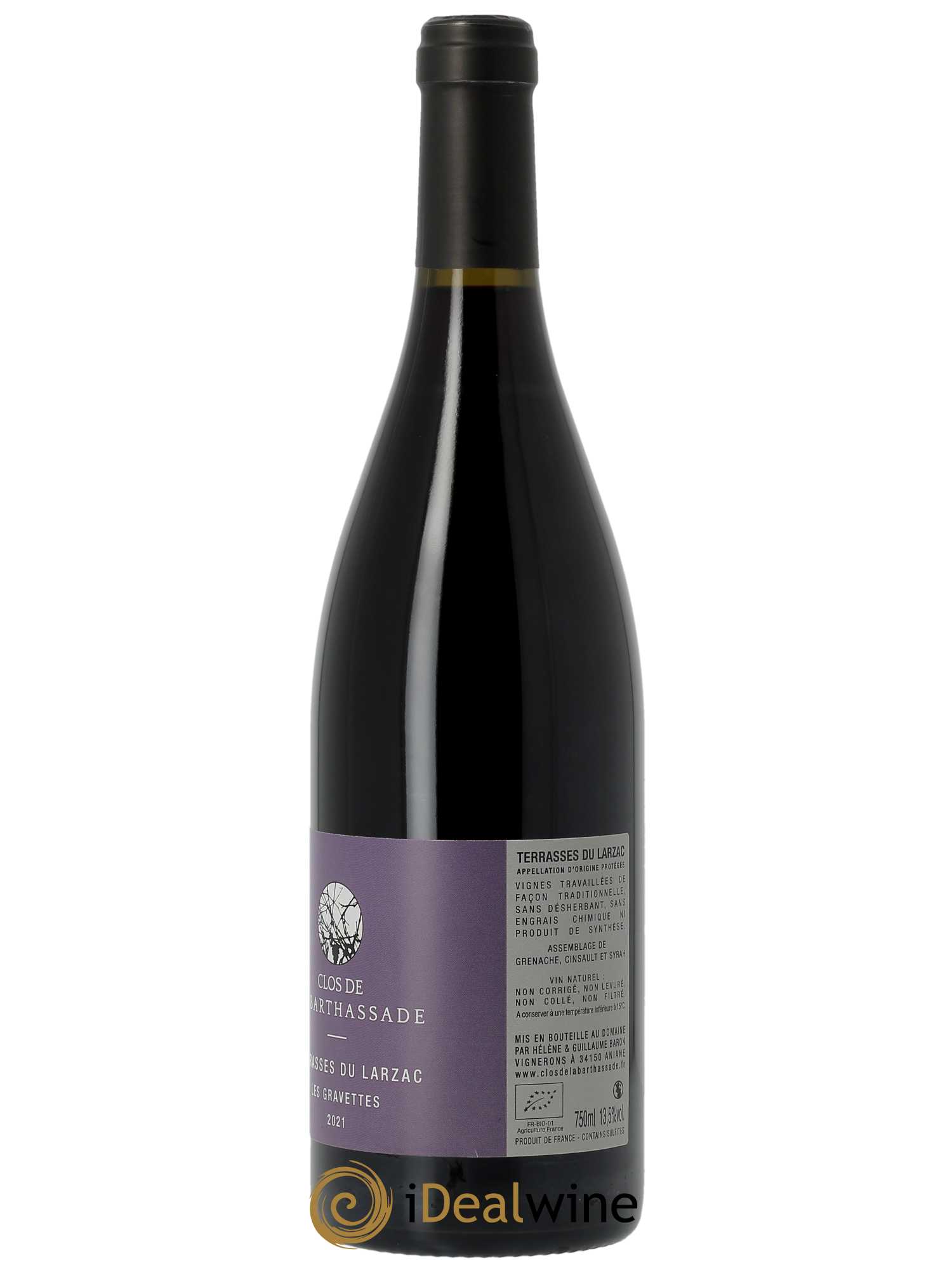 Terrasses du Larzac Les Gravettes Le Clos de la Barthassade  2021 - Lot de 1 Bouteille