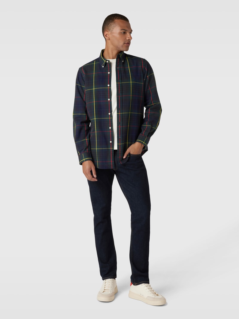 Custom Fit Freizeithemd mit Tartan-Karo in dunkelgrün