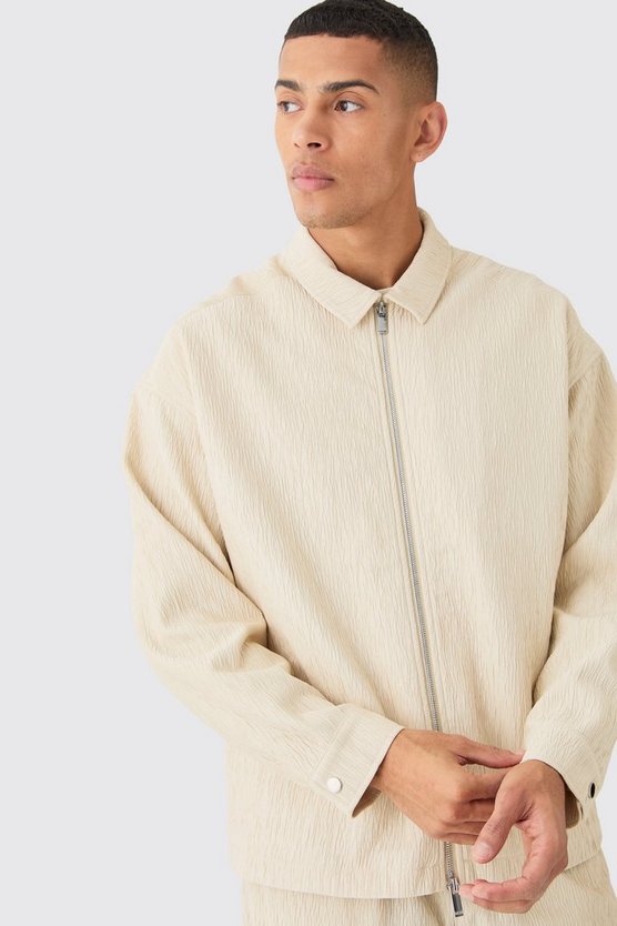 Smarte strukturierte Satin Harrington-Jacke