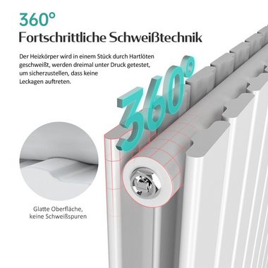 EMKE Heizkörper Flach Heizkörper Klein Design Paneelheizkörper, Vertikal Doppellagig, Mittelanschluss, Anthrazit/Weiß