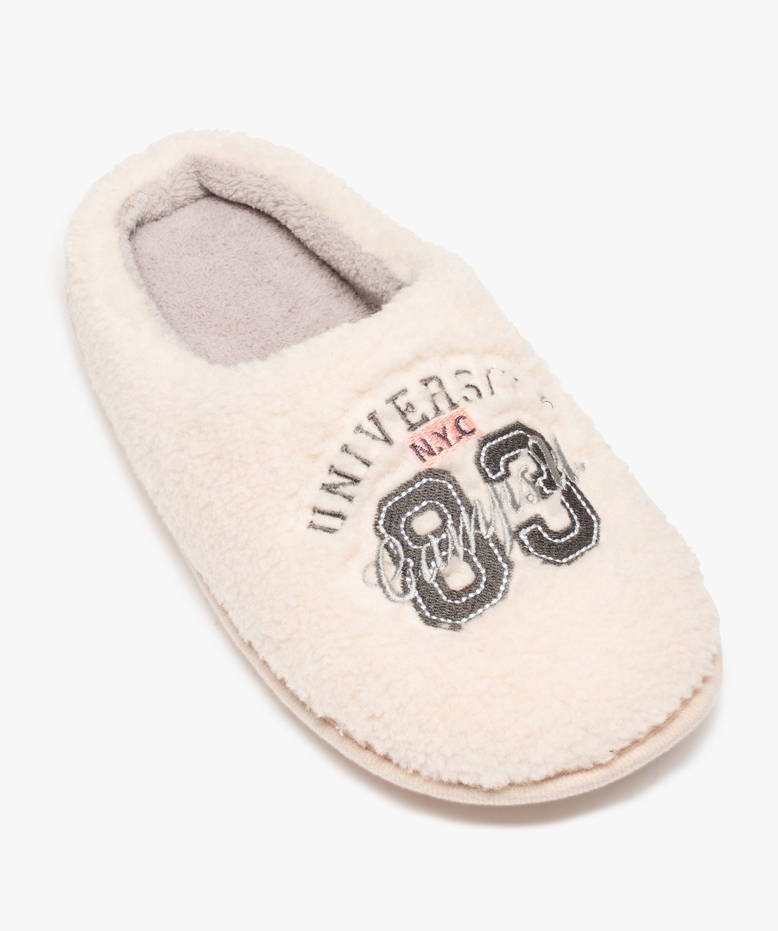 Chaussons femme mules en textile sherpa – Camps United beige | GEMO