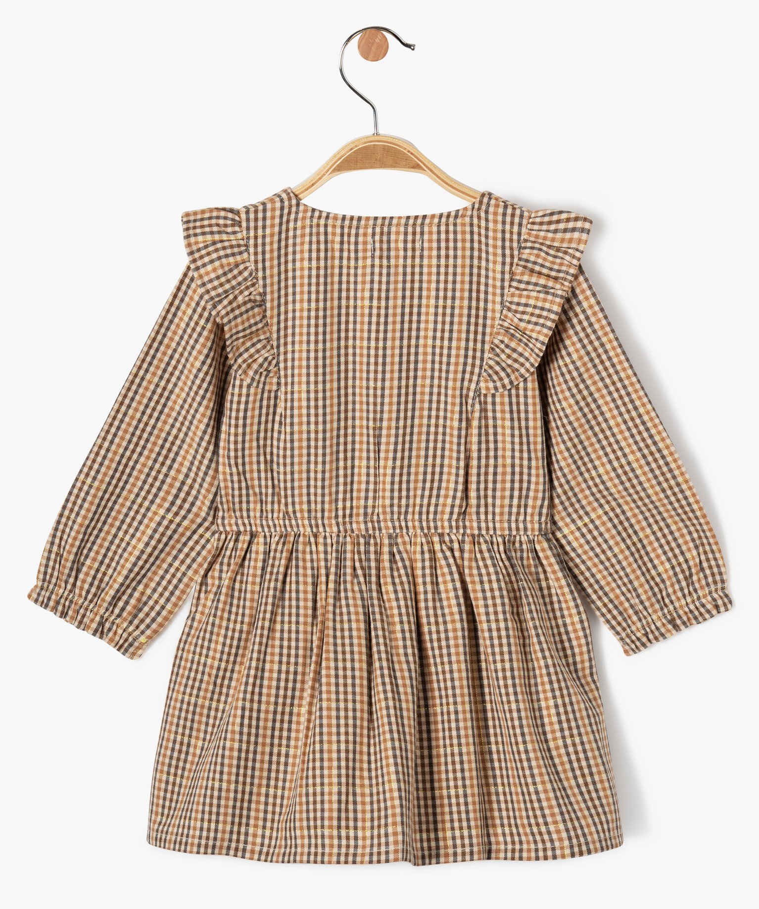 Robe manches longues à carreaux et volants bébé fille carreaux | GEMO