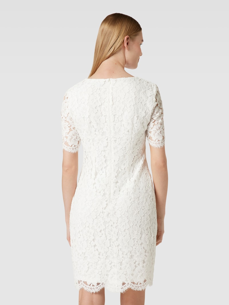 Cocktailkleid aus Spitze mit floralem Allover-Muster in ecru
