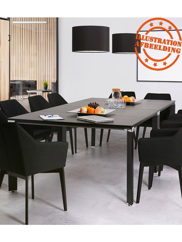 KADIMA DESIGN Konferenztisch Besprechungstisch aus Holz Metall | 140x140x74,6 cm in Schwarz günstig kaufen