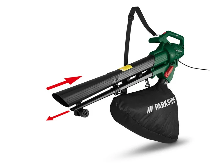 Soprador/Aspirador de Folhas Elétrico 3 em 1 PARKSIDE® PLS 2600 B2, 2600 W, 3 em 1
