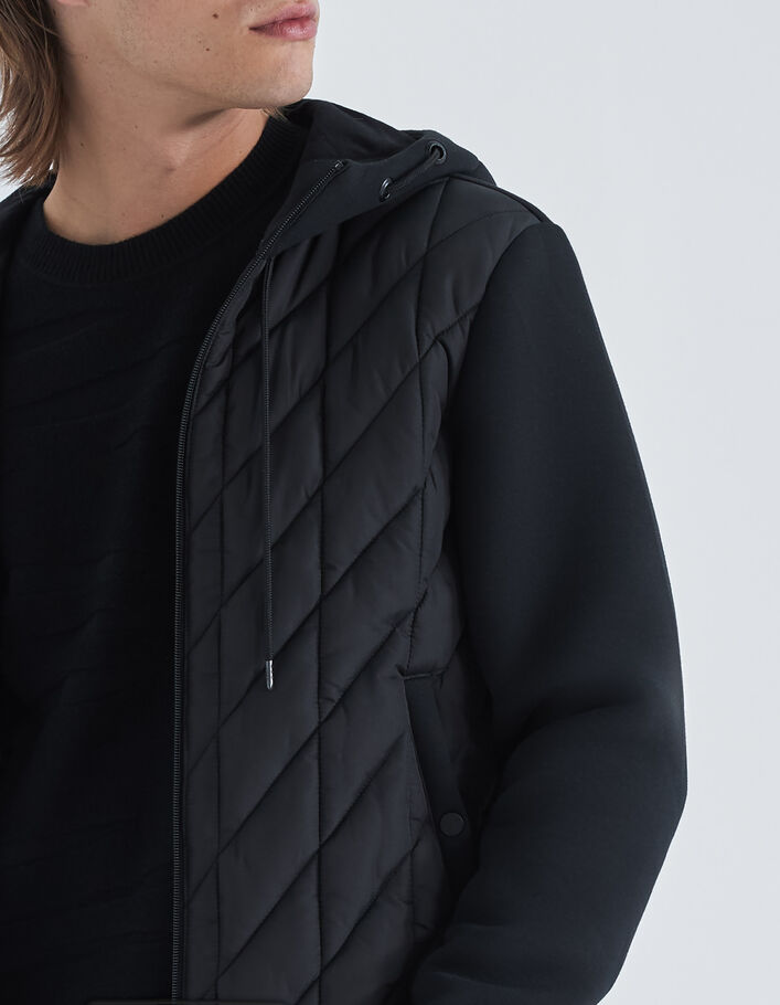 Sous-doudoune noire matelassée bi-matière Homme