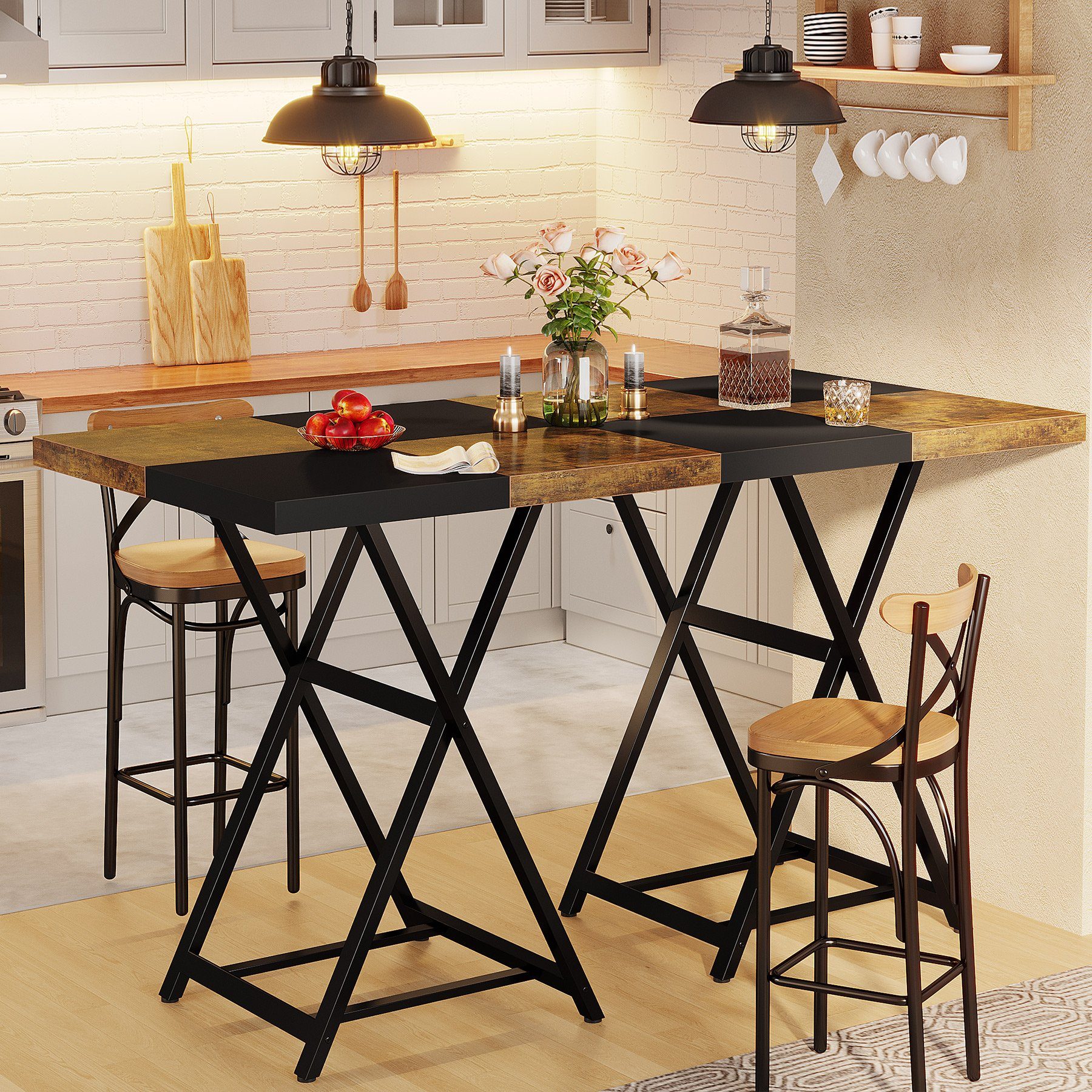Tribesigns Bartisch Bartisch Küchentisch, Stehtisch, Esszimmer,50 x 50 x 105 cm