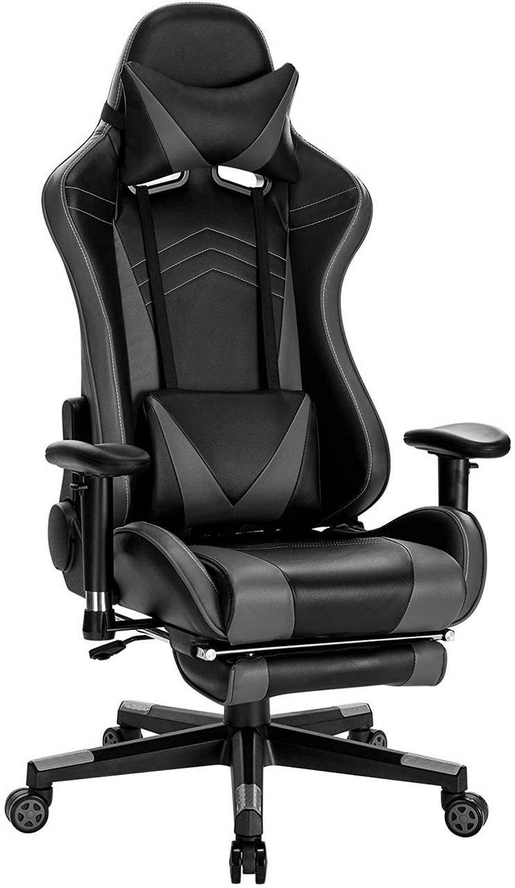 Woltu Gaming-Stuhl (1 St), mit Armlehnen Kopfkissen Lendenstütze Fußstütze
