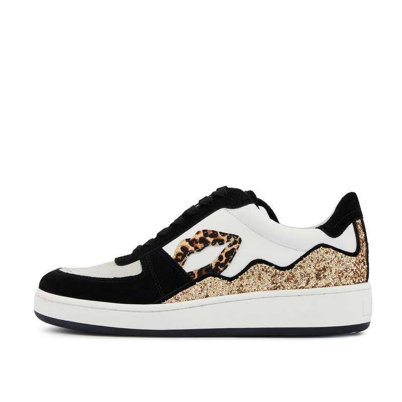Baskets en cuir Loulou blanc noir leopard