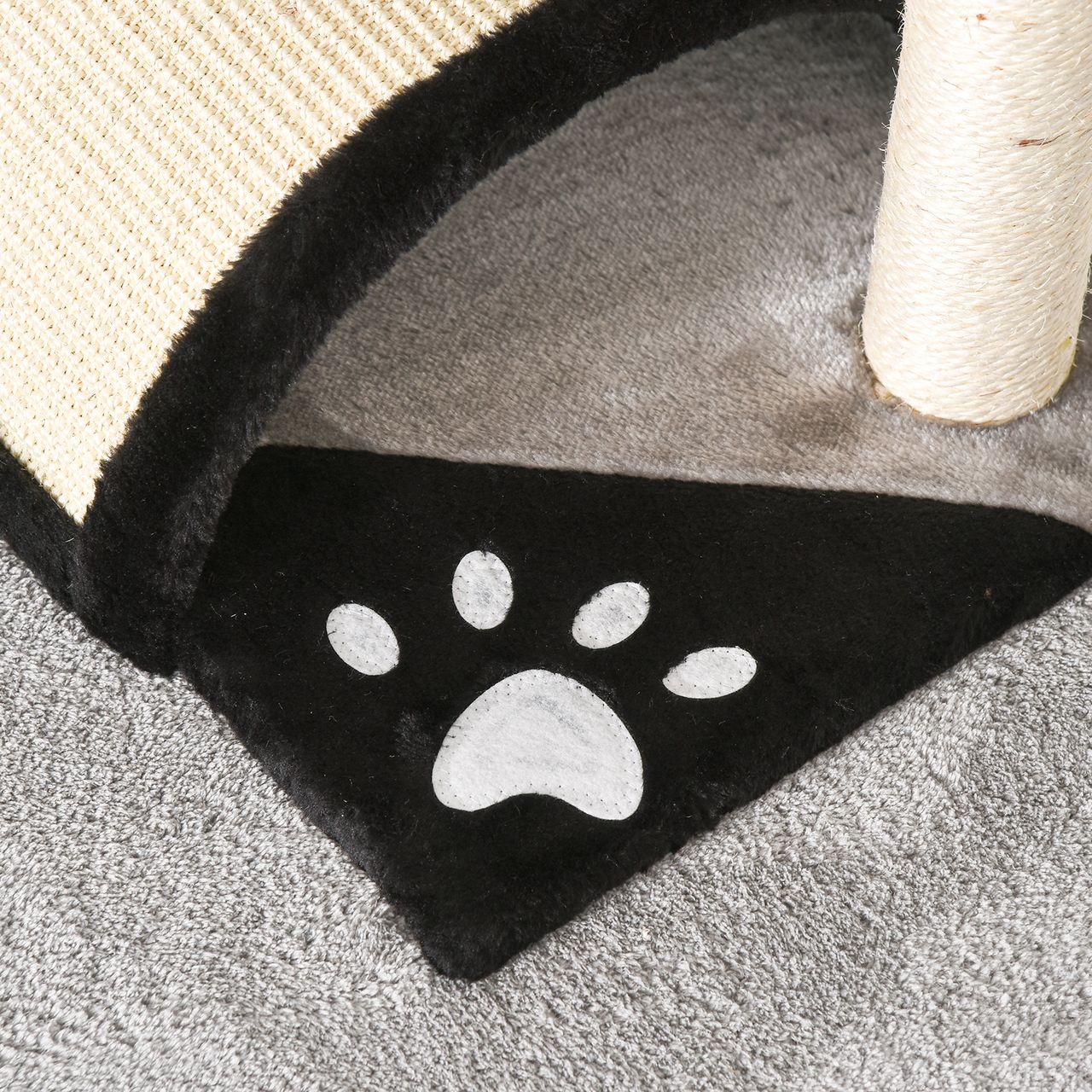 PawHut Kratzbaum Katzenbaum mit Spielbällen, Katzenkratzbaum, Sisalseil-Kratzstangen, Beige, 36 x 36 x 44 cm