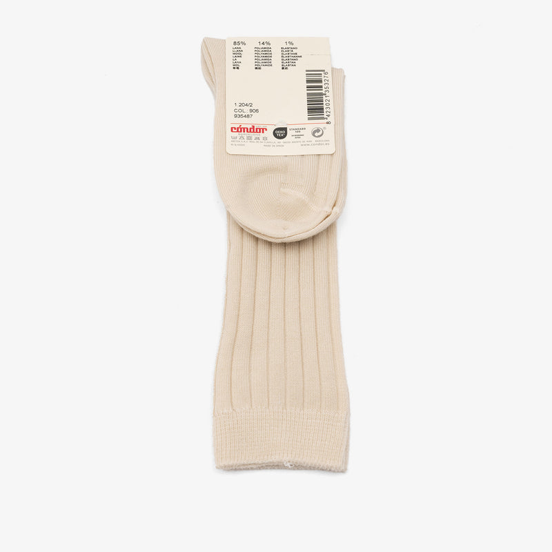 rib kniestrümpfe aus wolle - Beige