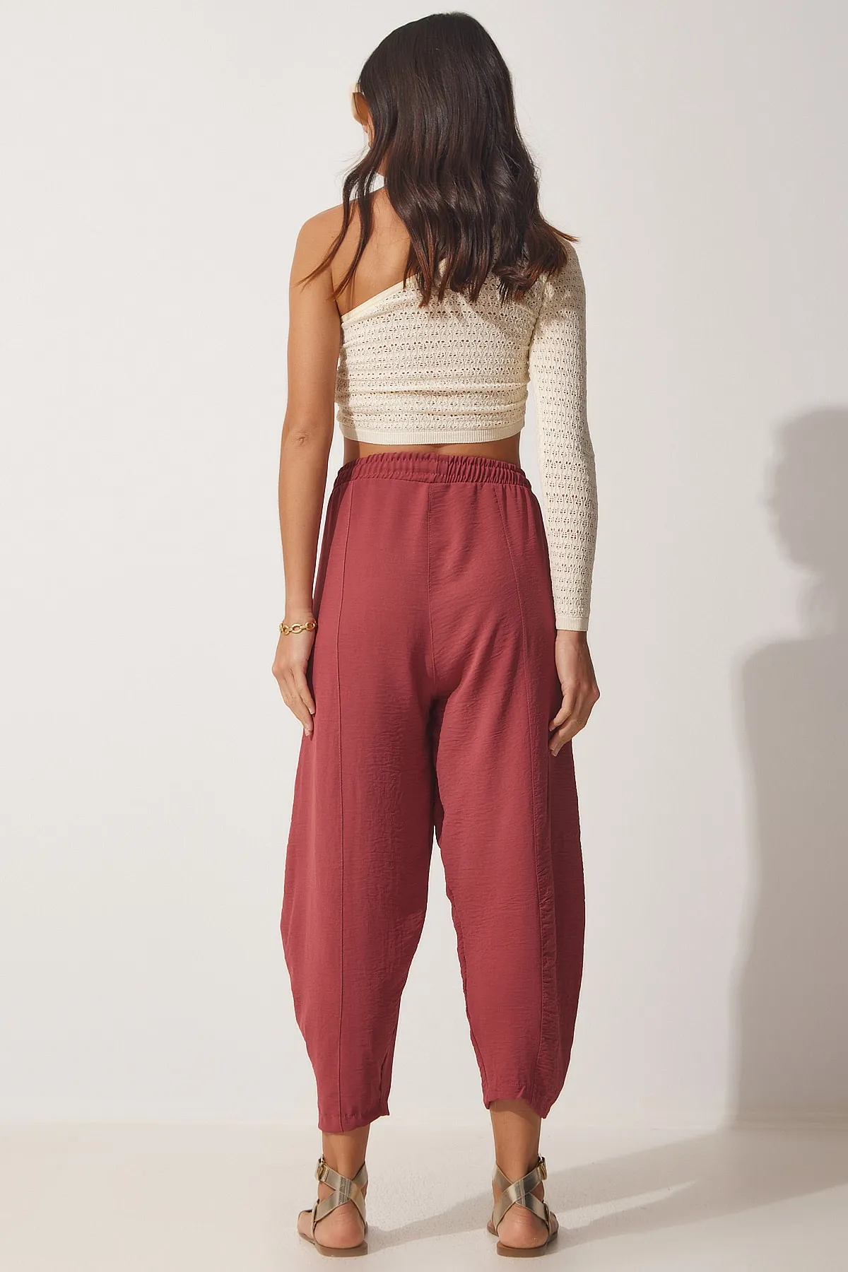 Happiness İstanbul  Shalwar-Hose aus getrocknetem Rosenleinen für Damen CI00036