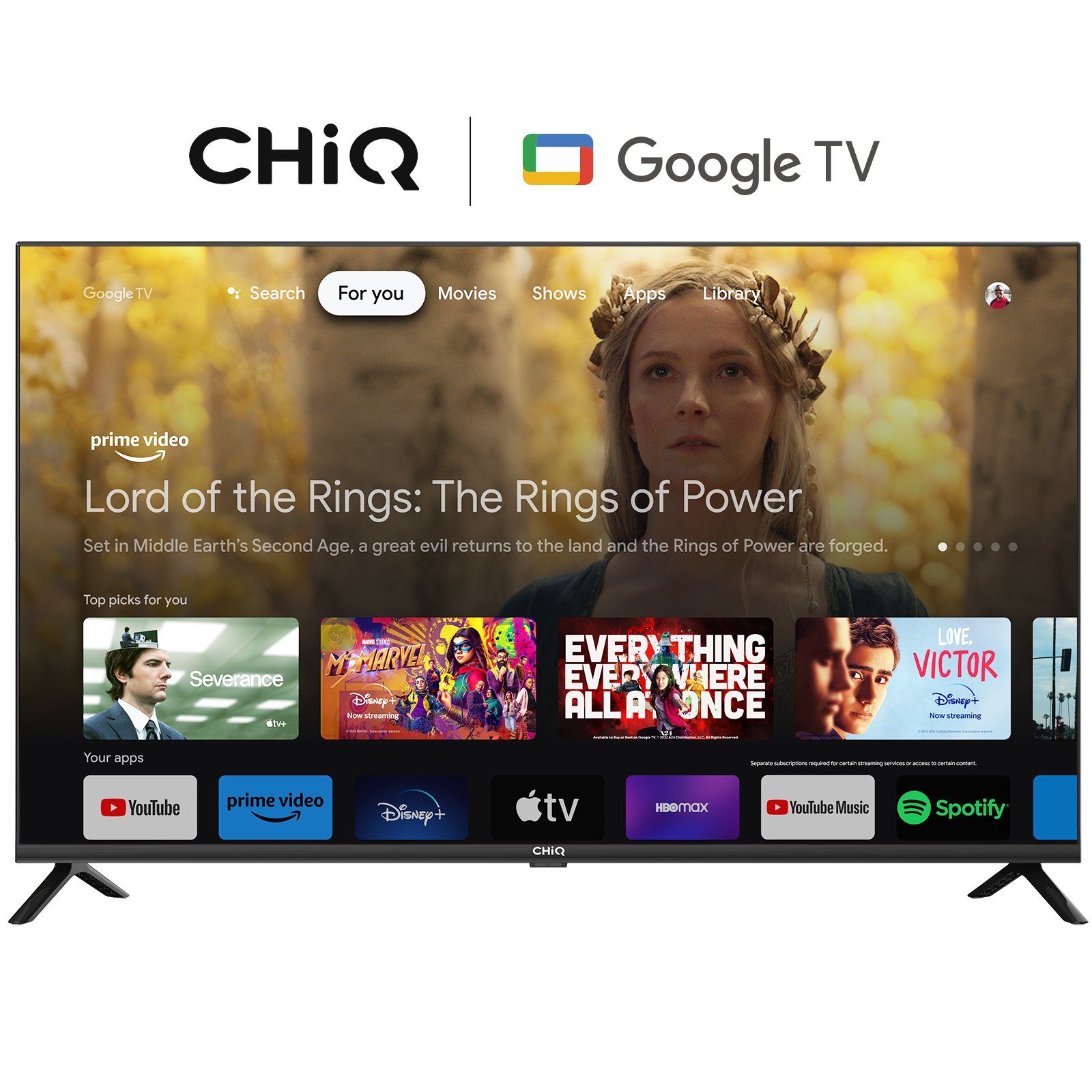 CHiQ L40H7G LED-Fernseher (100,00 cm/40 Zoll, Full HD, Smart-TV, Google TV, Google Assistant,Chromecast,Youtube,Triple Tuner(DVB-T2/T/C/S2)