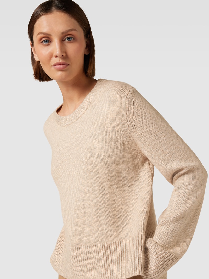 Strickpullover in melierter Optik in beige meliert