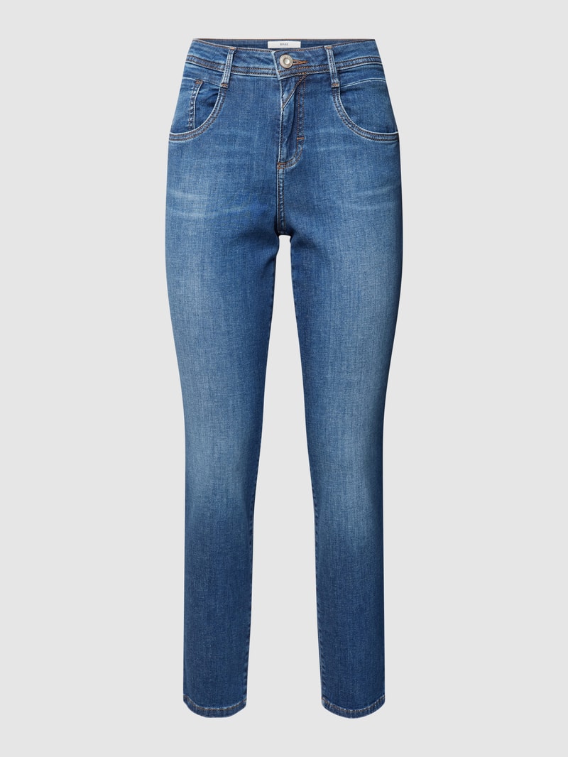 Jeans mit Label-Patch in blau