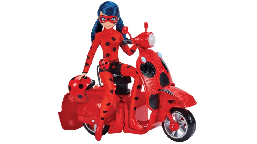 Bandai - Miraculous Ladybud Lucky Charm Puppe mit Switch `n go Scooter