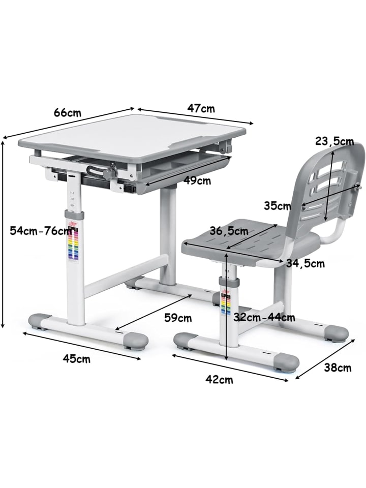 COSTWAY Schreibtisch mit Stuhl in Grau günstig kaufen onesize