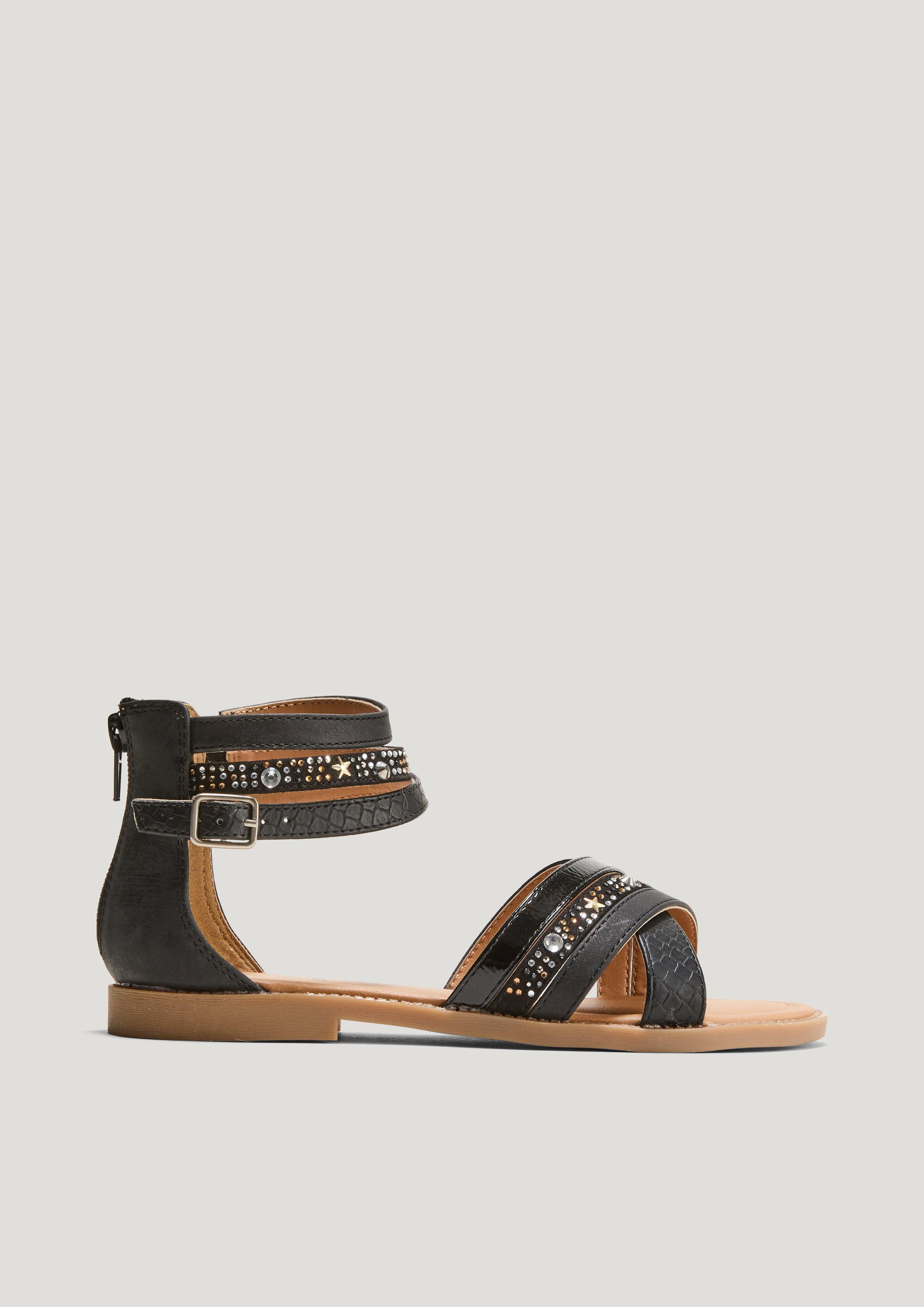 Riemchen-Sandalen mit Schmucksteinen  1235108-098