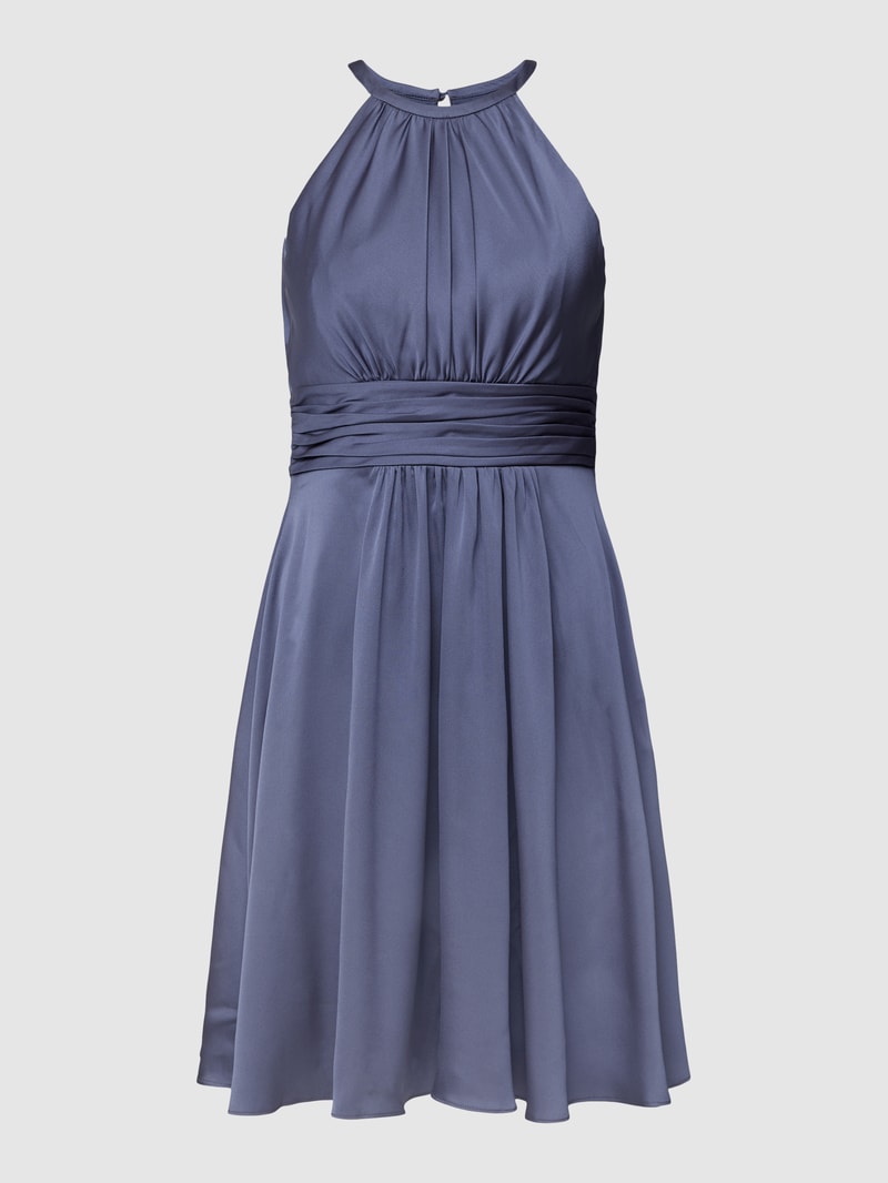 Cocktailkleid mit amerikanischem Ausschnitt in rauchblau