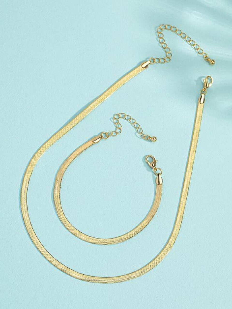 ENGELSINN Ketten und Armband Set Halskette Armband Armkette Set Gold Edelstahl Schmuckset (2-tlg), Bestseller Elegant + inkl. Geschenkbox