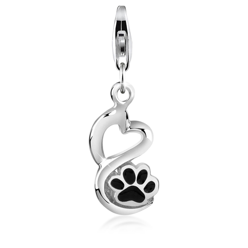 Nenalina Nenalina Amulette Pendentif Coeur Patte Chien Amour Argent 925 Pendentif