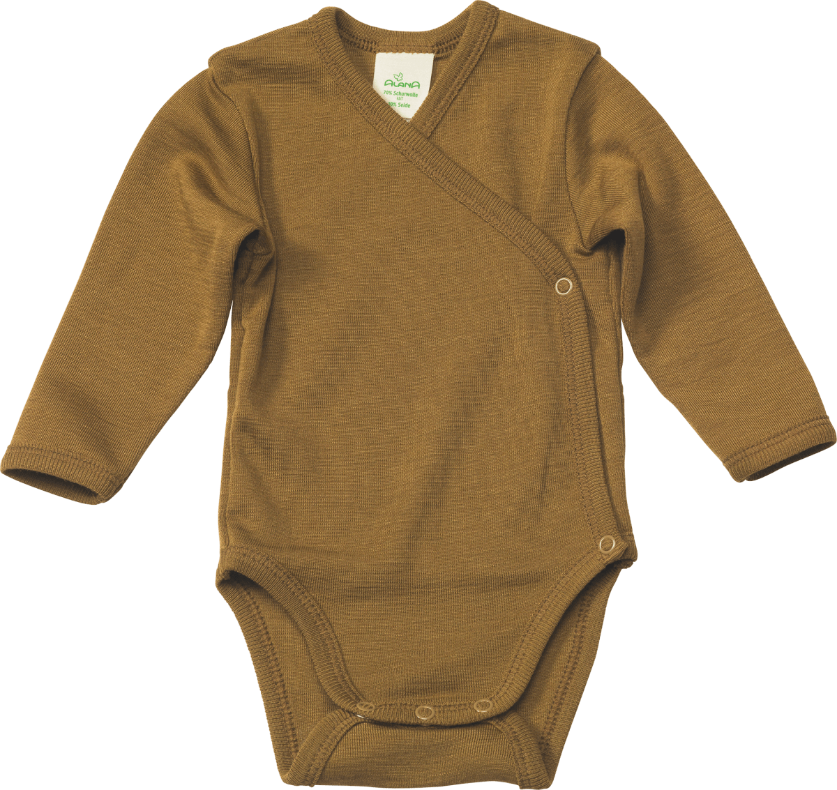 Baby Wickelbody, Gr. 62/68, aus Bio-Wolle und Seide, olivgrün, 1 St