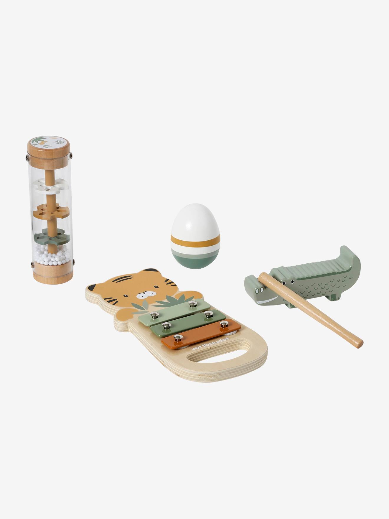 Vertbaudet 4-teiliges Set Baby Musikinstrumente TANSANIA, Holz FSC - natur