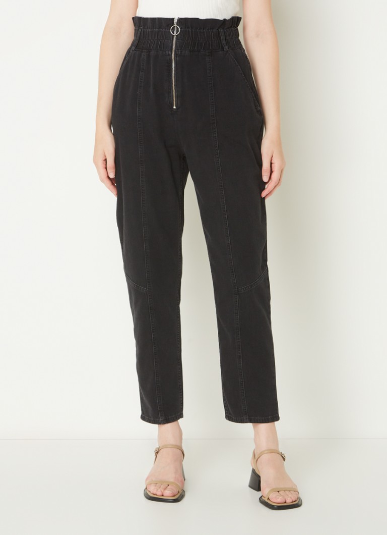 Blugi Ba&sh Mony cu toc înalt, crop, stil Mom Fit, cu buzunare subțiri