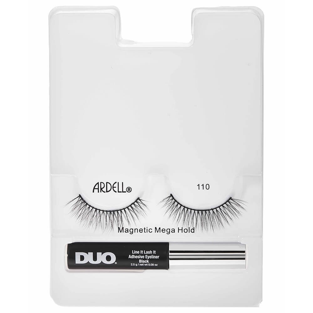 Ciglia finte magnetiche Ardell MegaHold 110 pezzi, colla Ardell e eyeliner in duo