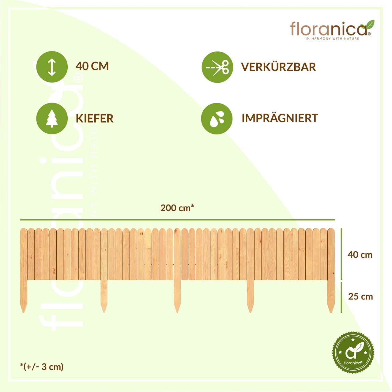 Pemicont Rollborder Flexibler Holzzaun Rolborder Beeteinfassung Rasenkante Gartenzaun