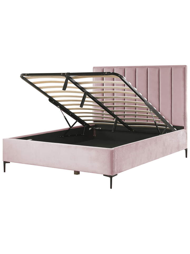 Beliani Doppelbett SEZANNE in Rosa/Schwarz - (W) 170 x (H) 142 x (L) 215 cm günstig kaufen onesize