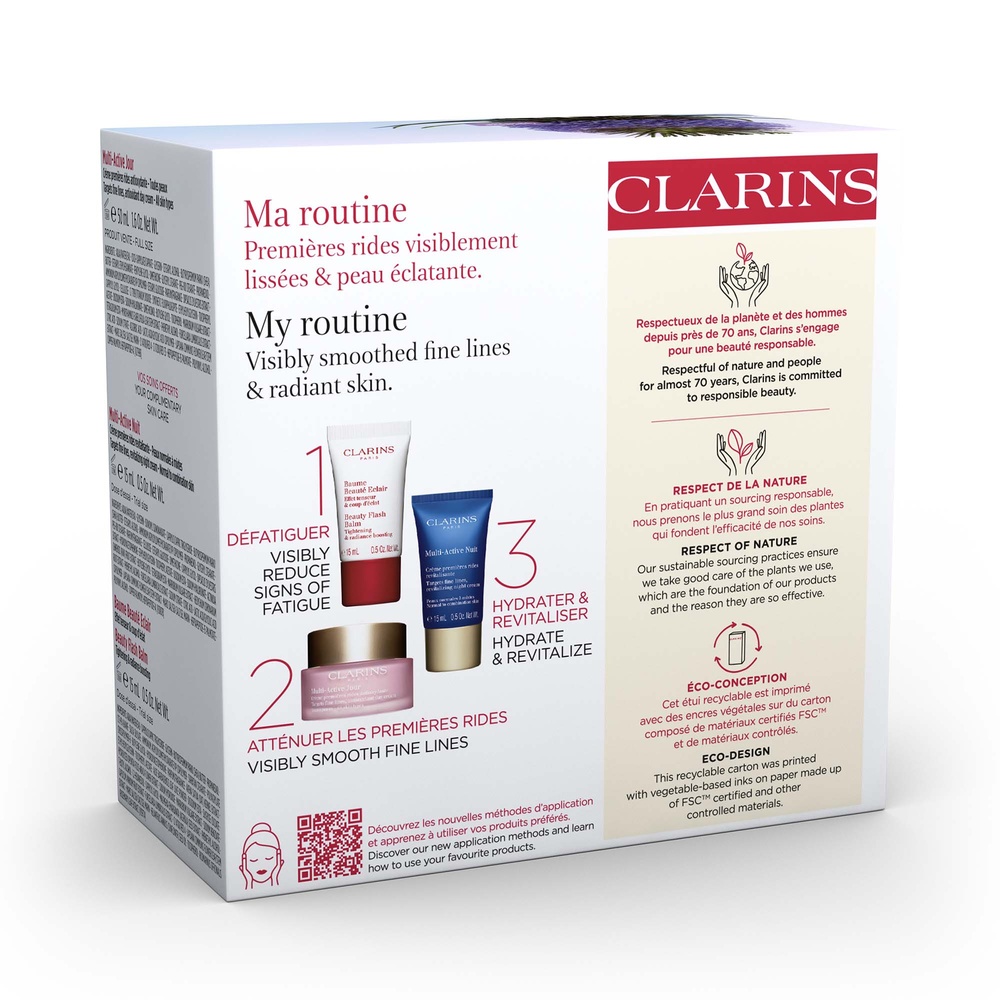 Clarins Coffret Mes Essentiels premières rides & éclat. Soin visage anti-âge, anti-rides dès 30ans