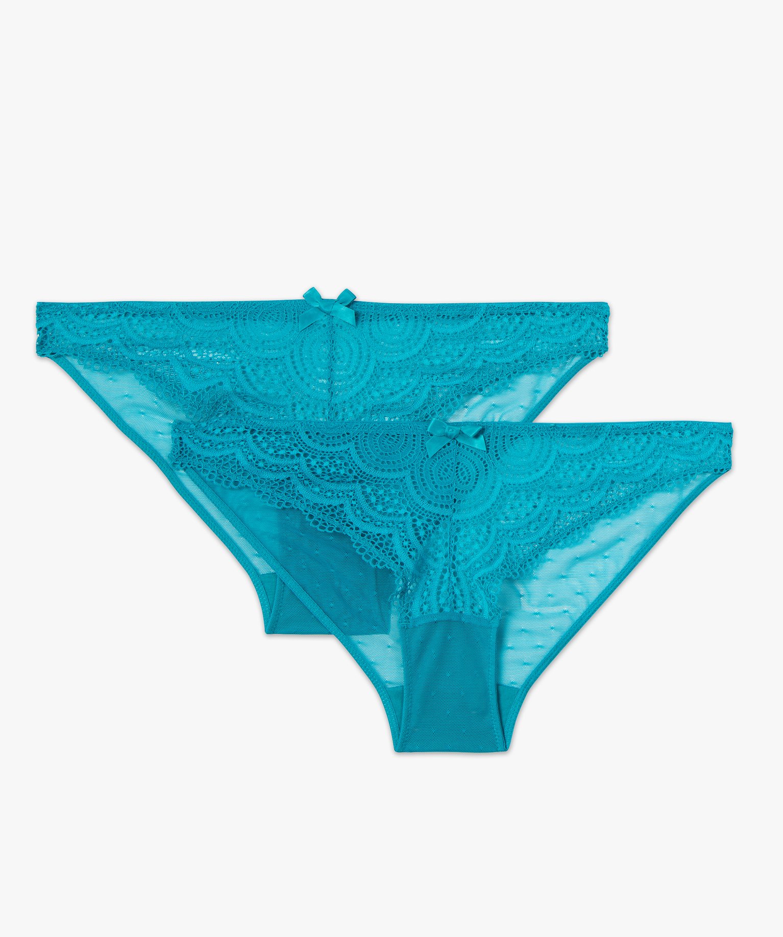 Culotte en dentelle et tulle femme (lot de 2) bleu | GEMO