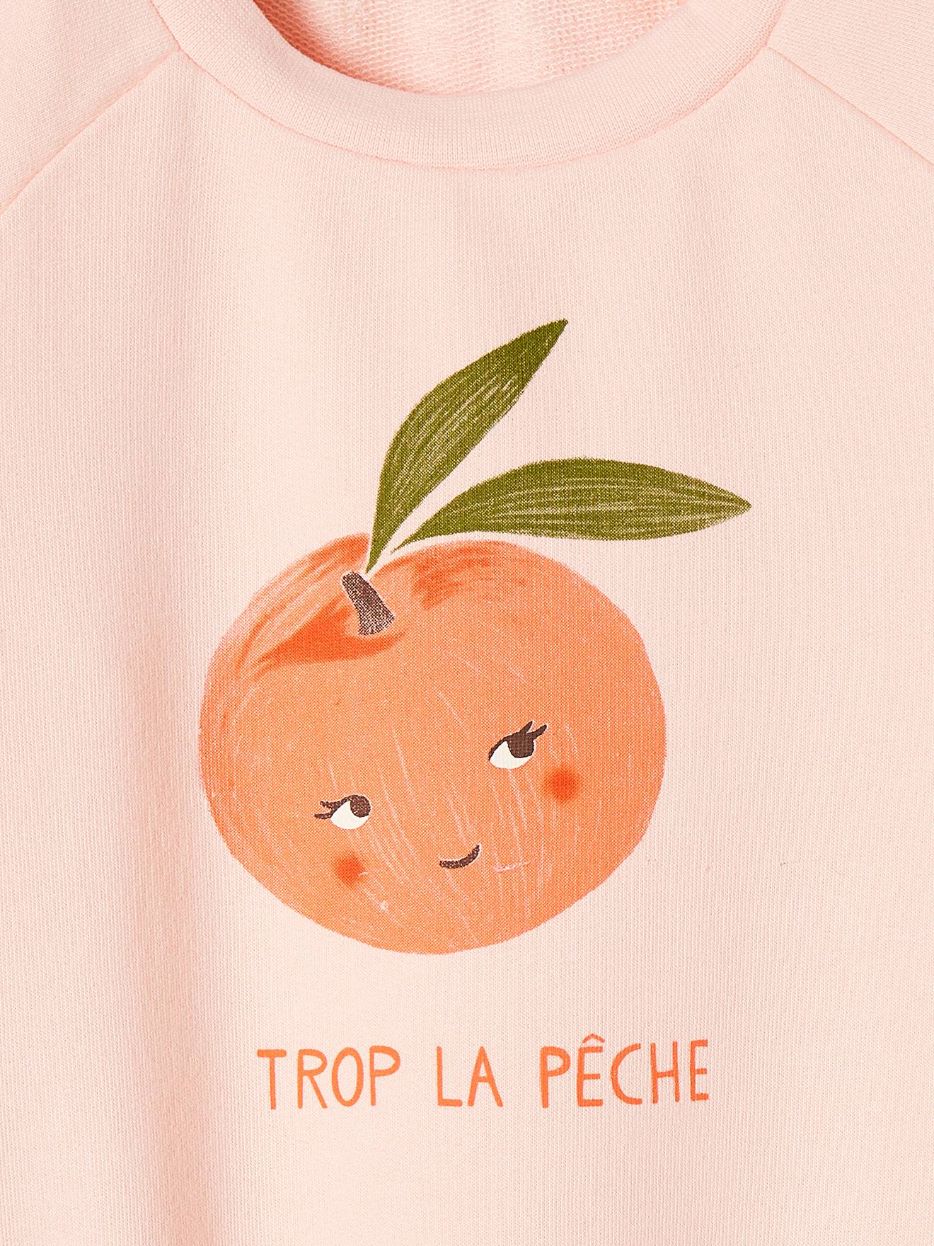 Sweat motifs fruits fille rose pâle
