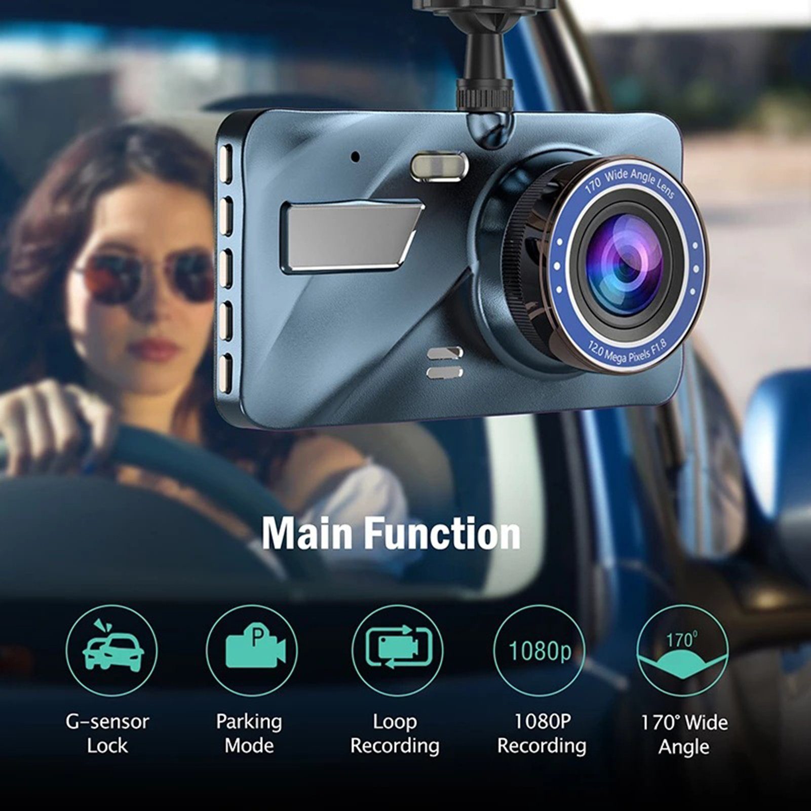 farfi 4 Zoll Dashcam Autokamera Nachtsicht,Full HD 1080P, 170 ° Weitwinkel Dashcam