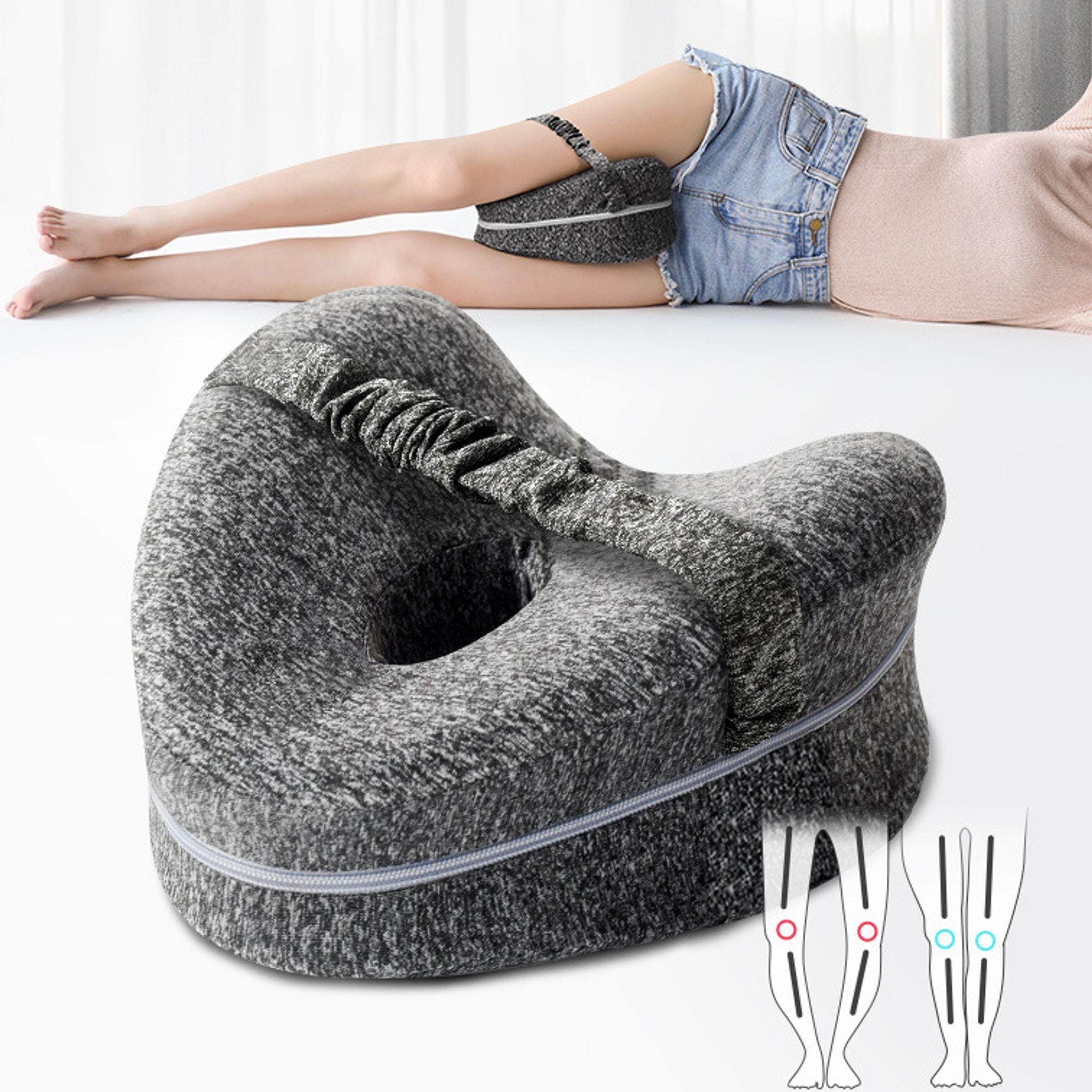 EBUY Seitenschläferkissen Beinkissen Herzform Orthopädisches Schlafkissen Kniekissen, 1-tlg.