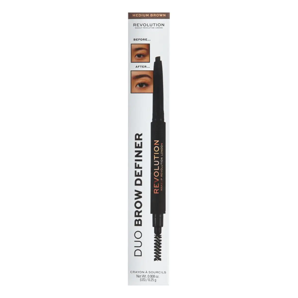 MAKEUP REVOLUTION Duo olovka za definiranje obrva srednje smeđa 0.3g