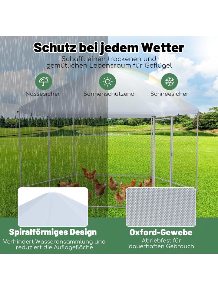 COSTWAY Hühnerstall 280x244x250cm in Silber günstig kaufen onesize