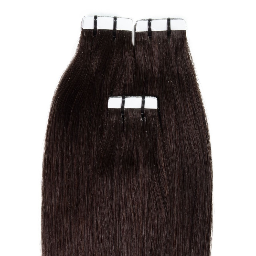 hair2heart Extensions adhésives Premium cheveux naturels #2 Marron foncé extensions