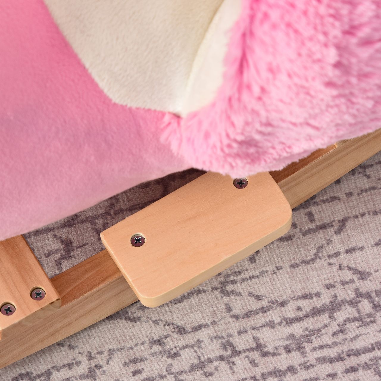 HOMCOM Schaukelpferd Schaukelspielzeug Flamingo mit Sicherheitsgurt Plüsch
