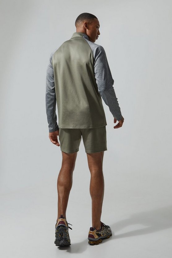 Man Active Gym Shorts-Set mit Trichterkragen